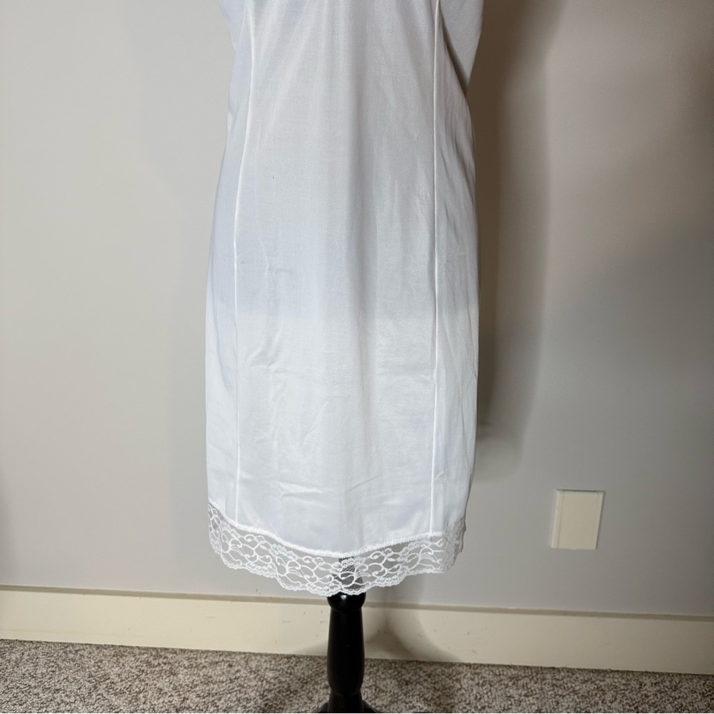 FRENCH MAID Vintage White Slip Dress Negligée Teddy Chemise Satin Lace Size 40 - Picture 5 of 9